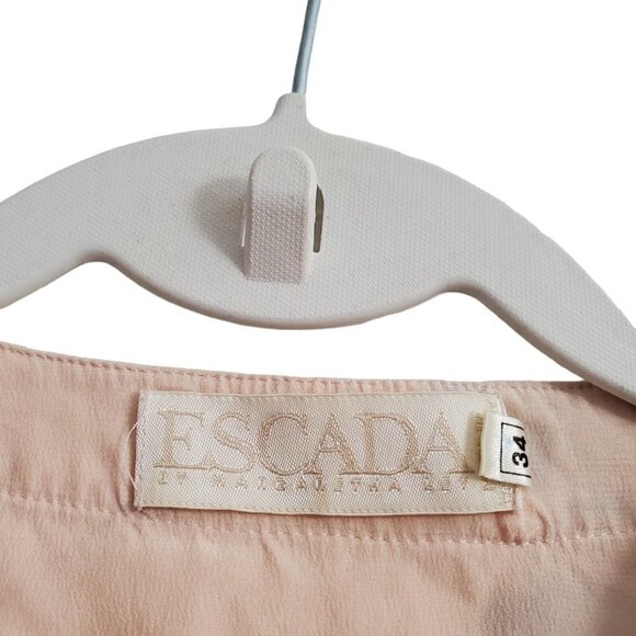 Escada Blouse Womens Size 34 US 4 Silk Peach Half Button Long Sleeve Vintage Top - Picture 6 of 13